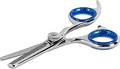 Laazar Professional Dog Grooming Thinning Shears, 4.5-in, Silver/Blue