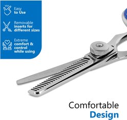 Laazar Professional Dog Grooming Thinning Shears, 4.5-in, Silver/Blue slide 2 of 8