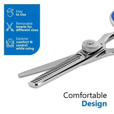 Show full view: Laazar Professional Dog Grooming Thinning Shears, 4.5-in, Silver/Blue slide 5 of 10