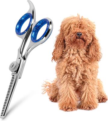 Show full view: Laazar Professional Dog Grooming Thinning Shears, 4.5-in, Silver/Blue slide 2 of 10