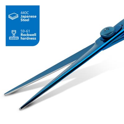 Show full view: Laazar Straight Dog Grooming Scissors with Finger Rest & Case, 7-in, Blue slide 5 of 9