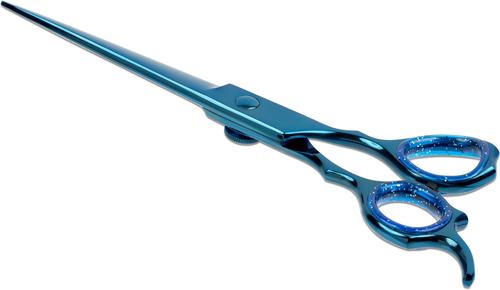 Show full view: Laazar Straight Dog Grooming Scissors with Finger Rest & Case, 7-in, Blue slide 7 of 9