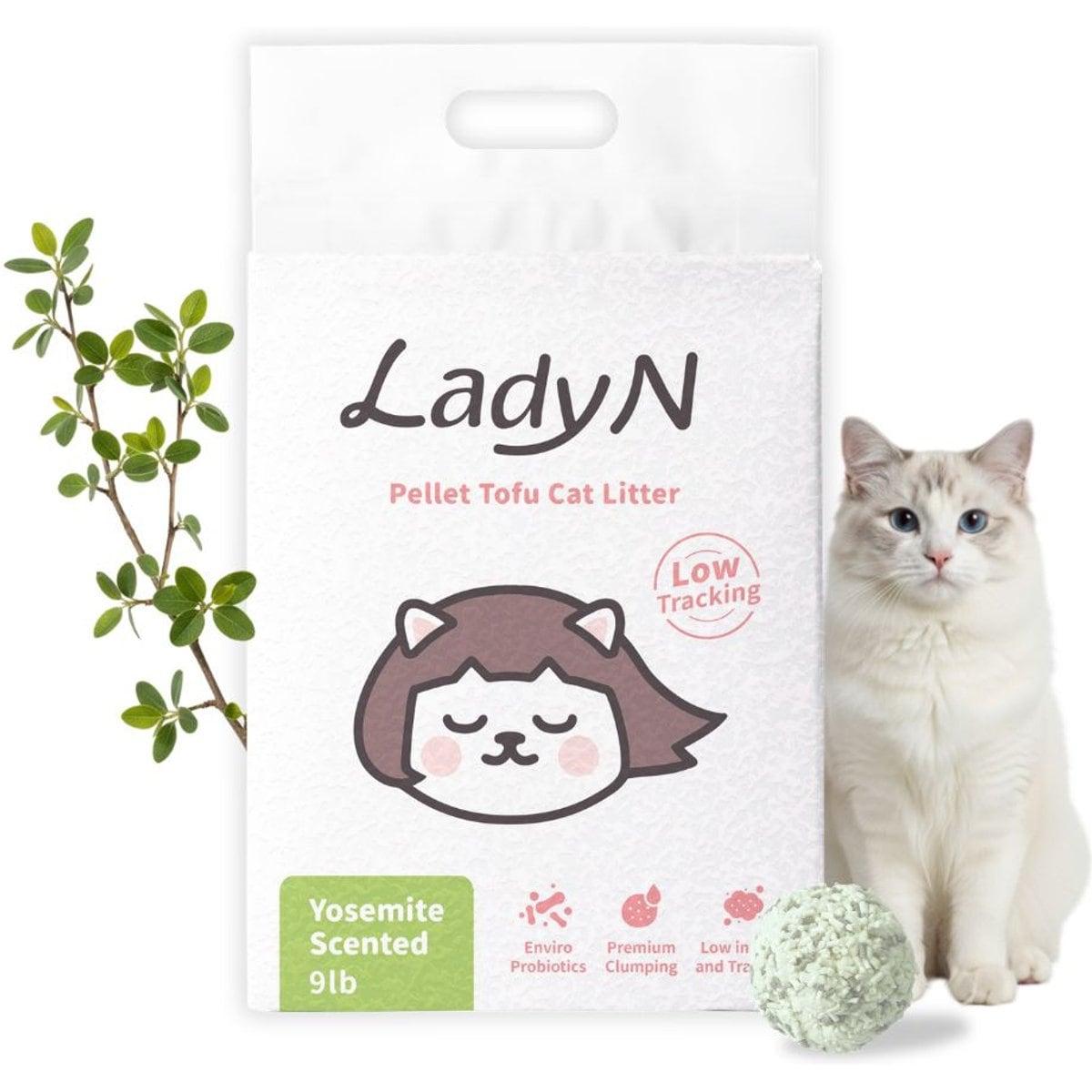 Lady N Classic Pellet Yosemite Scented Clumping Tofu Cat Litter, 9-lb bag