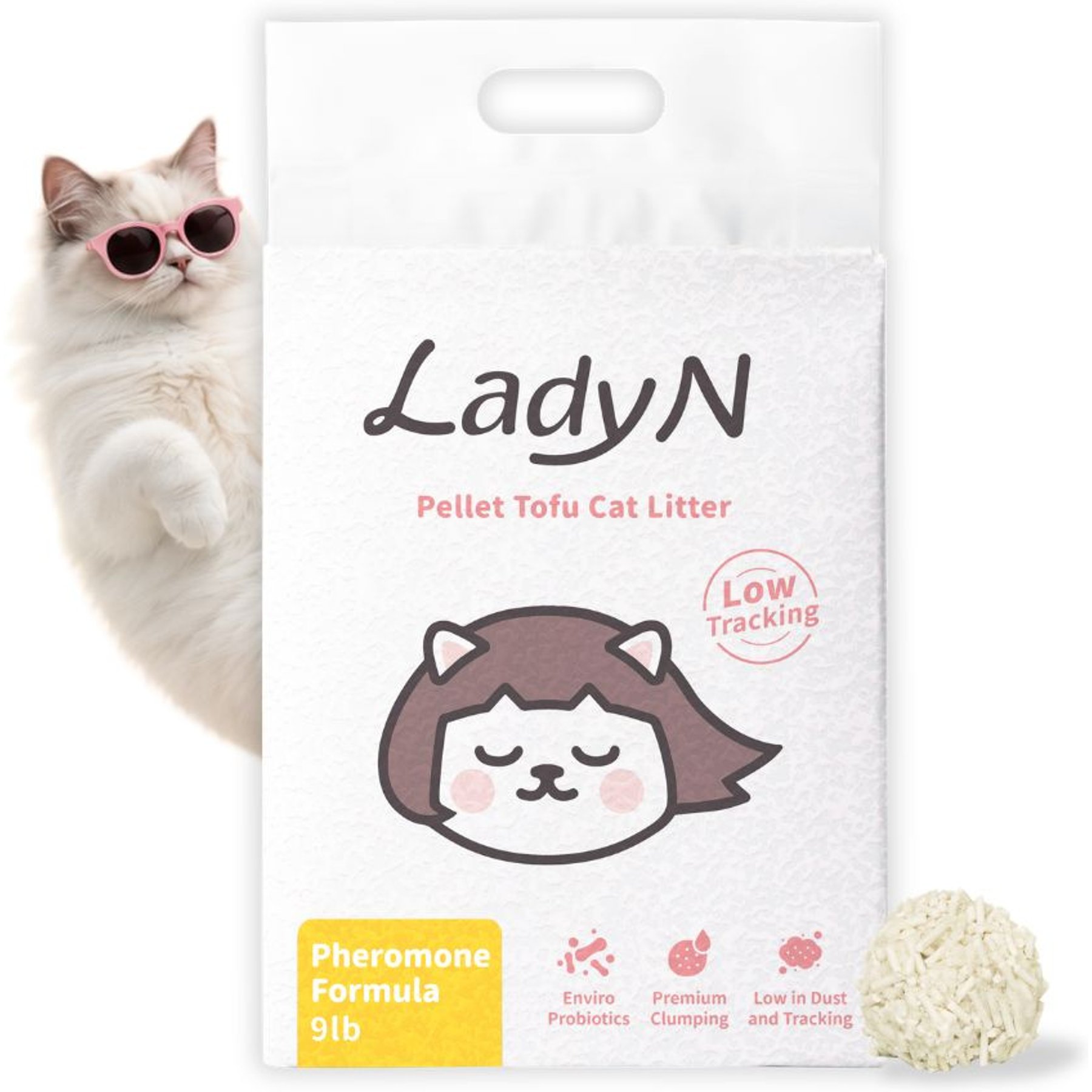 Lady N Natural Attractant Pellet Clumping Tofu Cat Litter, 9-lb bag