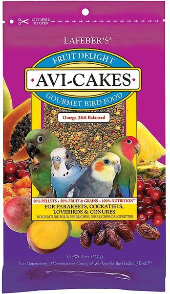 Lafeber Fruit Delight Avi-Cakes Cockatiel & Parakeet Bird Food, 8-oz bag