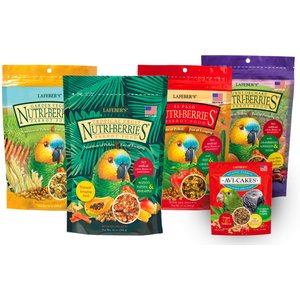 Lafeber Gourmet Nutri-Berries 4-Pack with Free Classic Avi-Cakes Bird Food, 2.5-lb box