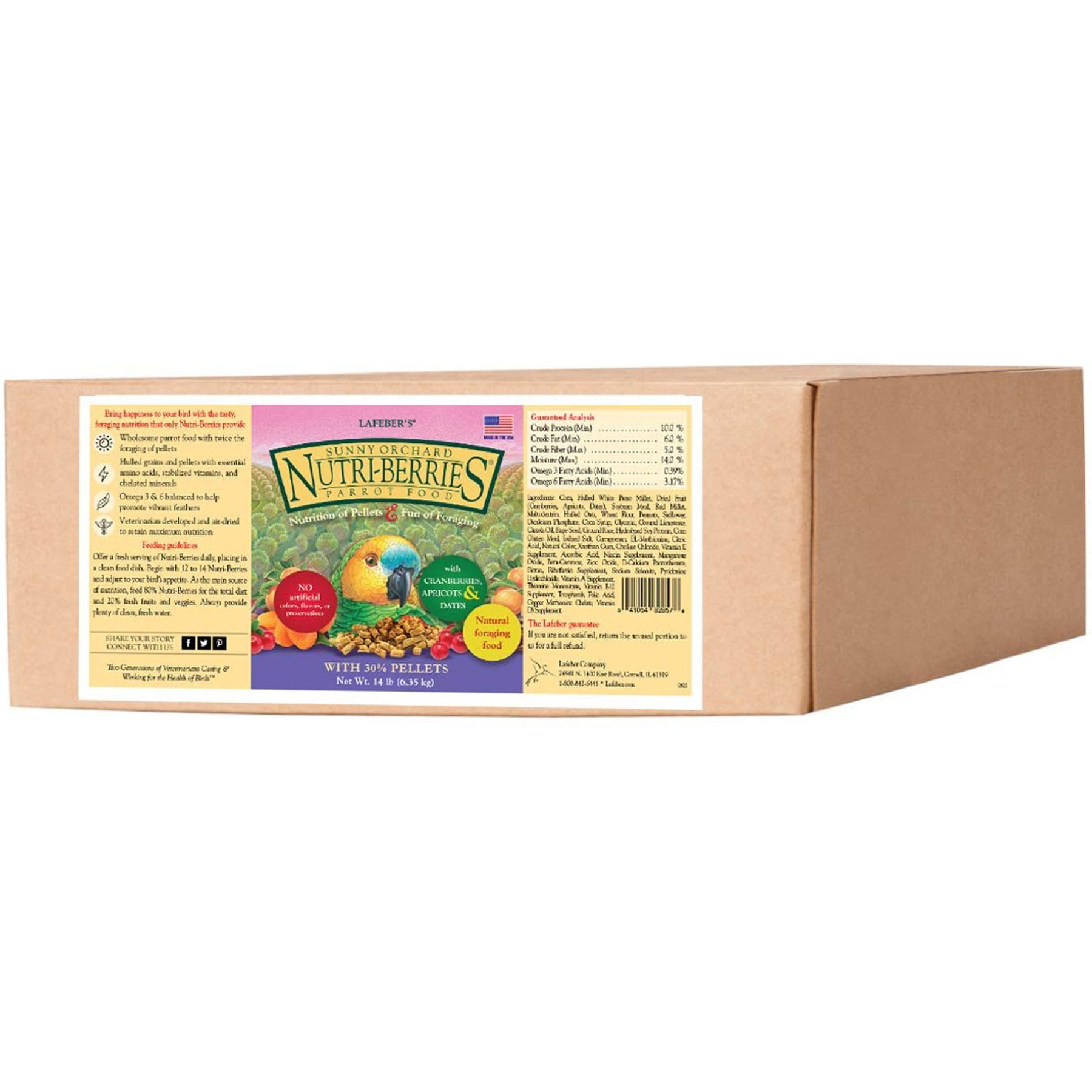 Lafeber Sunny Orchard Nutri-Berries Parrot Food, 14-lb tub