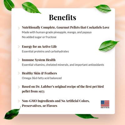 Show full view: Lafeber Tropical Fruit Gourmet Pellets Cockatiel Bird Food, 1.25-lb bag slide 4 of 9