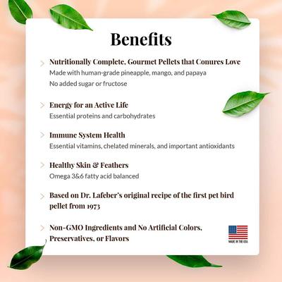 Show full view: Lafeber Tropical Fruit Gourmet Pellets Conure Bird Food, 1.25-lb bag slide 4 of 10