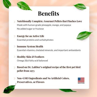 Show full view: Lafeber Tropical Fruit Gourmet Pellets Finch Bird Food, 1-lb bag slide 4 of 10