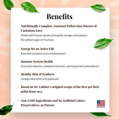 Show full view: Lafeber Tropical Fruit Gourmet Pellets Macaw Bird Food, 4-lb bag slide 4 of 10