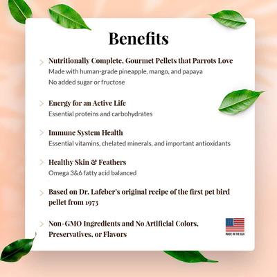 Show full view: Lafeber Tropical Fruit Gourmet Pellets Parrot Bird Food, 1.25-lb bag slide 4 of 9