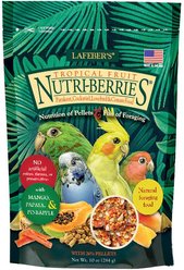 Lafeber Tropical Fruit Nutri-Berries Cockatiel, Parakeet & Lovebird Bird Food, 10-oz bag