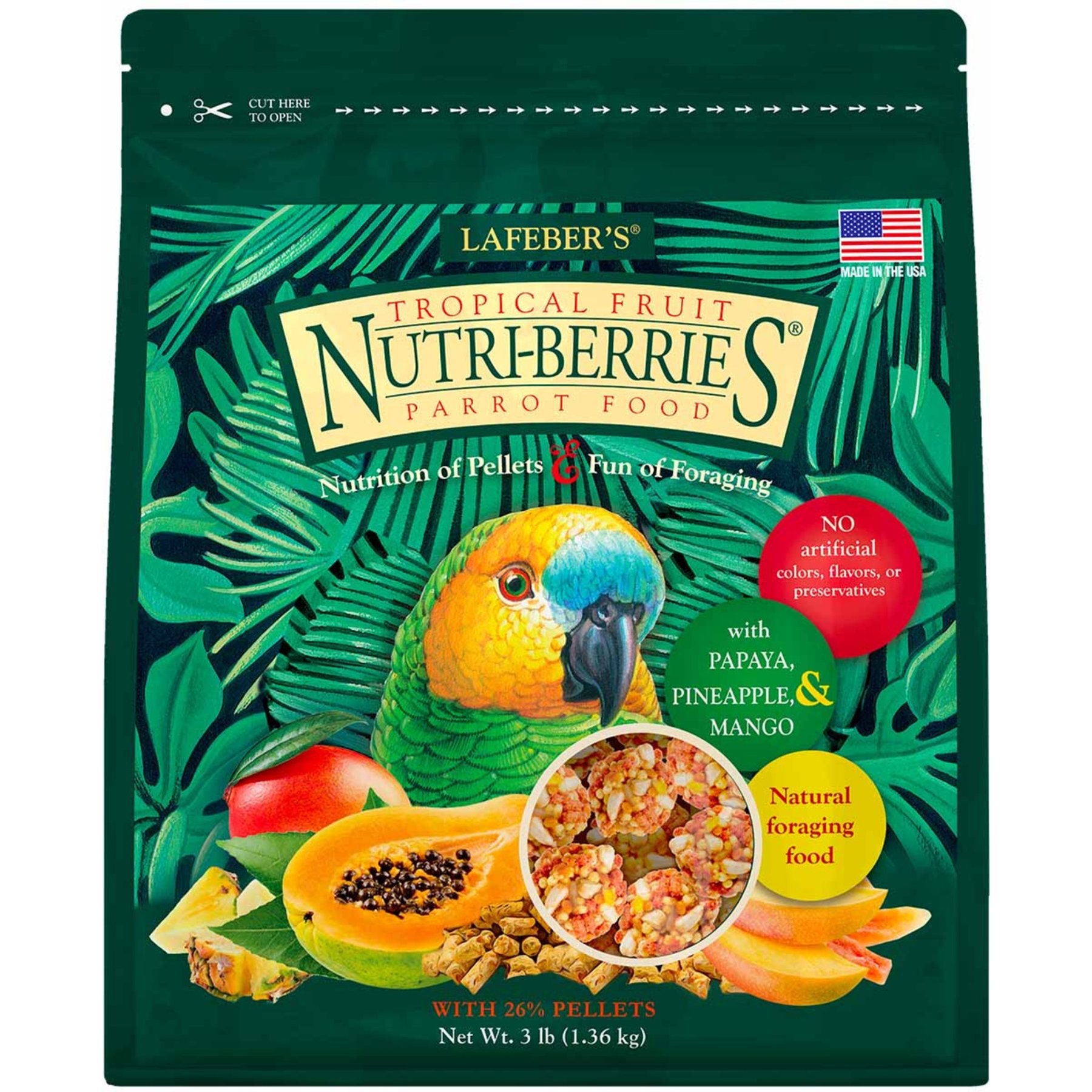 Lafeber Tropical Fruit Nutri-Berries Parrot Food, 3-lb bag