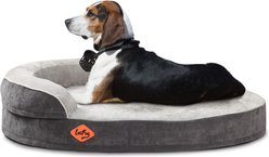 LaiFug Chenille Orthopedic Memory Foam Oval Dog Bed, Gray, Medium