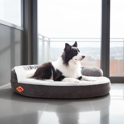 Show full view: LaiFug Chenille Orthopedic Memory Foam Oval Dog Bed, Gray, Medium slide 6 of 7