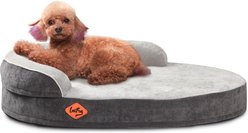 LaiFug Chenille Orthopedic Memory Foam Oval Dog Bed, Gray, Small