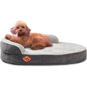 LaiFug Chenille Orthopedic Memory Foam Oval Dog Bed, Gray, Small