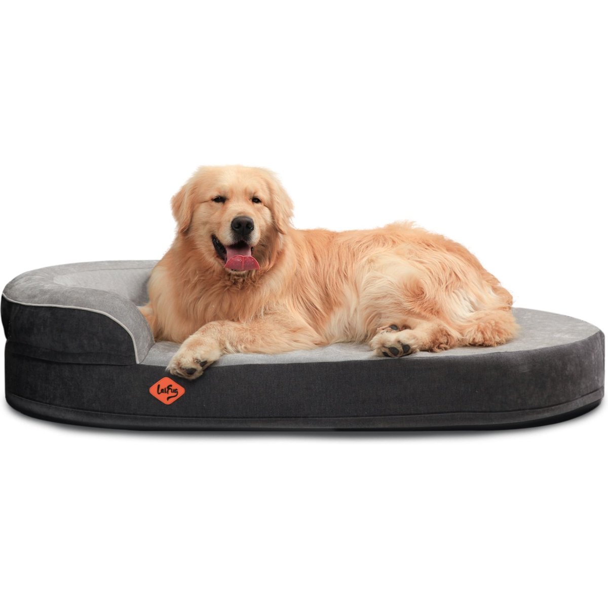LaiFug Chenille Orthopedic Memory Foam Oval Dog Bed, Gray, X-Large