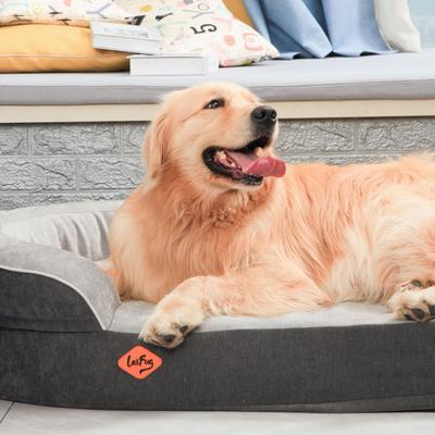 Show full view: LaiFug Chenille Orthopedic Memory Foam Oval Dog Bed, Gray, X-Large slide 5 of 7