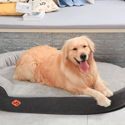 Show full view: LaiFug Chenille Orthopedic Memory Foam Oval Dog Bed, Gray, X-Large slide 6 of 7
