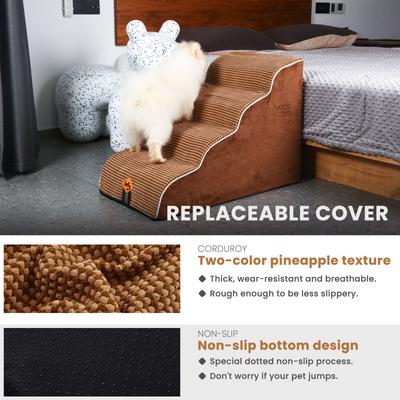 Show full view: LaiFug Dog Stairs, Chocolate, Large: 4-Step slide 3 of 9