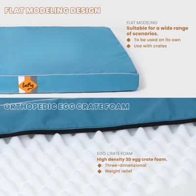 Show full view: LaiFug Egg Cotton Flat Bolster Dog Bed with Removable Cover, Blue, Large slide 5 of 10
