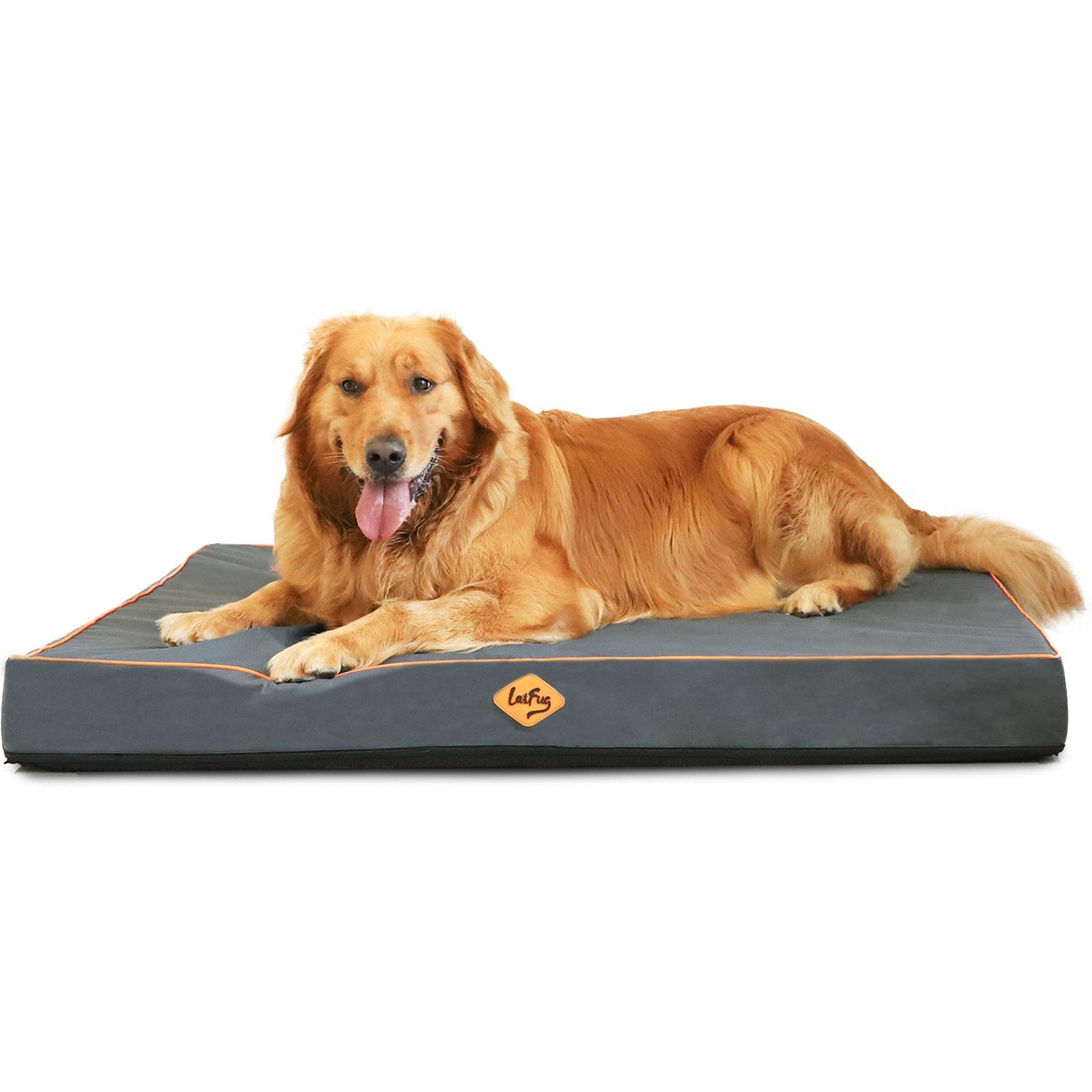LaiFug Egg Cotton Flat Bolster Dog Bed with Removable Cover, Dark Grey, Large