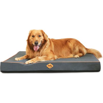 LaiFug LaiFug Egg Cotton Flat Bolster Dog Bed with Removable Cover, Dark Grey, Large