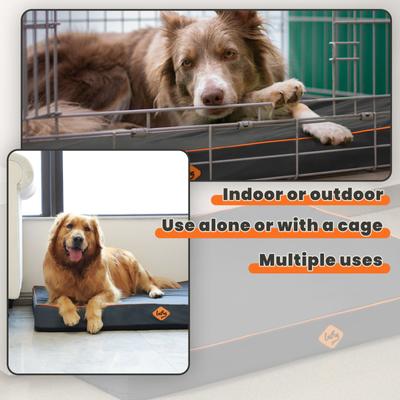 Show full view: LaiFug Egg Cotton Flat Bolster Dog Bed with Removable Cover, Dark Grey, Large slide 5 of 12