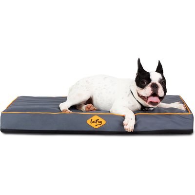 LaiFug LaiFug Egg Cotton Flat Bolster Dog Bed with Removable Cover, Dark Grey, Small