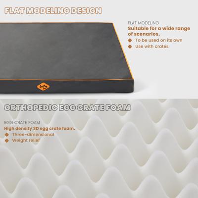 Show full view: LaiFug Egg Cotton Flat Bolster Dog Bed with Removable Cover, Dark Grey, Small slide 5 of 10