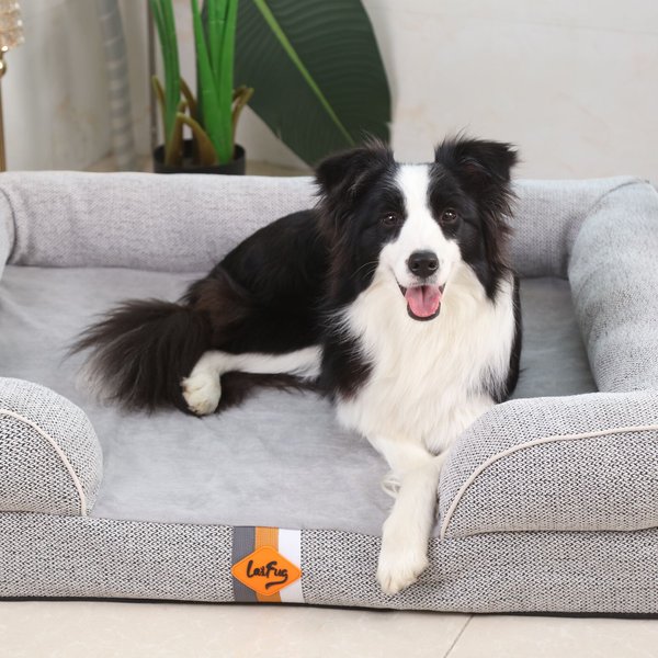 LaiFug Floral Yarn Dog Bed Sofa, Black & White