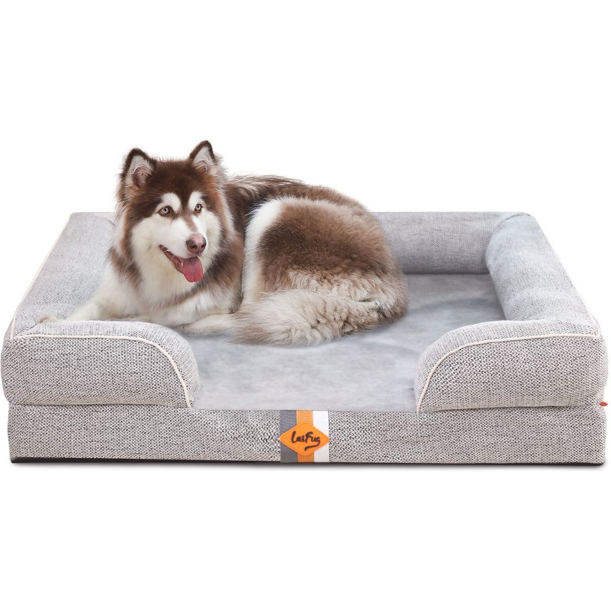 LaiFug Floral Yarn Dog Bed Sofa, Black & White, X-Large