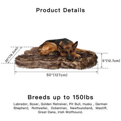 Show full view: LaiFug Luxury Faux Fur Sheepskin Dog Bed, Large, Grey & Black slide 2 of 7