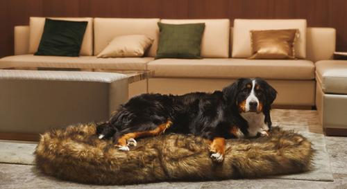 Show full view: LaiFug Luxury Faux Fur Sheepskin Dog Bed, Large, Grey & Black slide 6 of 7