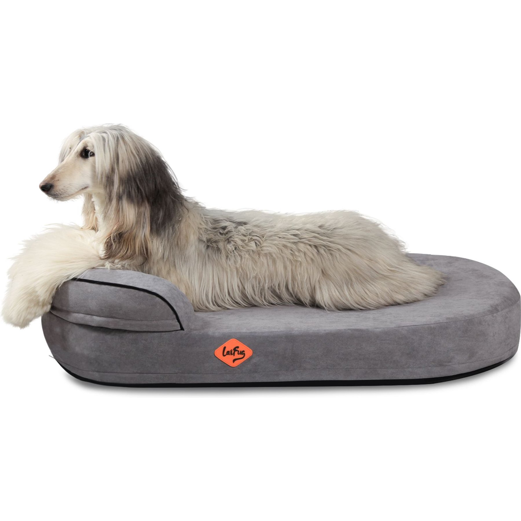 LaiFug Memory Foam Orthopedic Oval Dog Bed, Dark Gray, Large