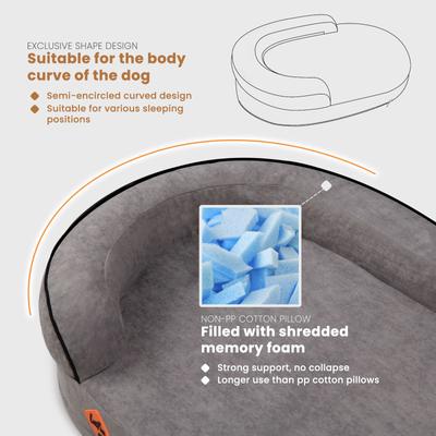 Show full view: LaiFug Memory Foam Orthopedic Oval Dog Bed, Dark Gray, Large slide 4 of 7