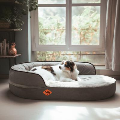 Show full view: LaiFug Memory Foam Orthopedic Oval Dog Bed, Dark Gray, Medium slide 1 of 7