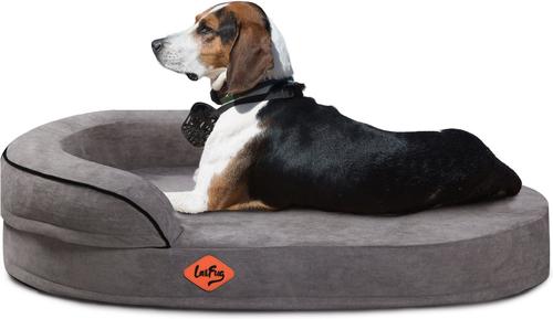 Show full view: LaiFug Memory Foam Orthopedic Oval Dog Bed, Dark Gray, Medium slide 4 of 7