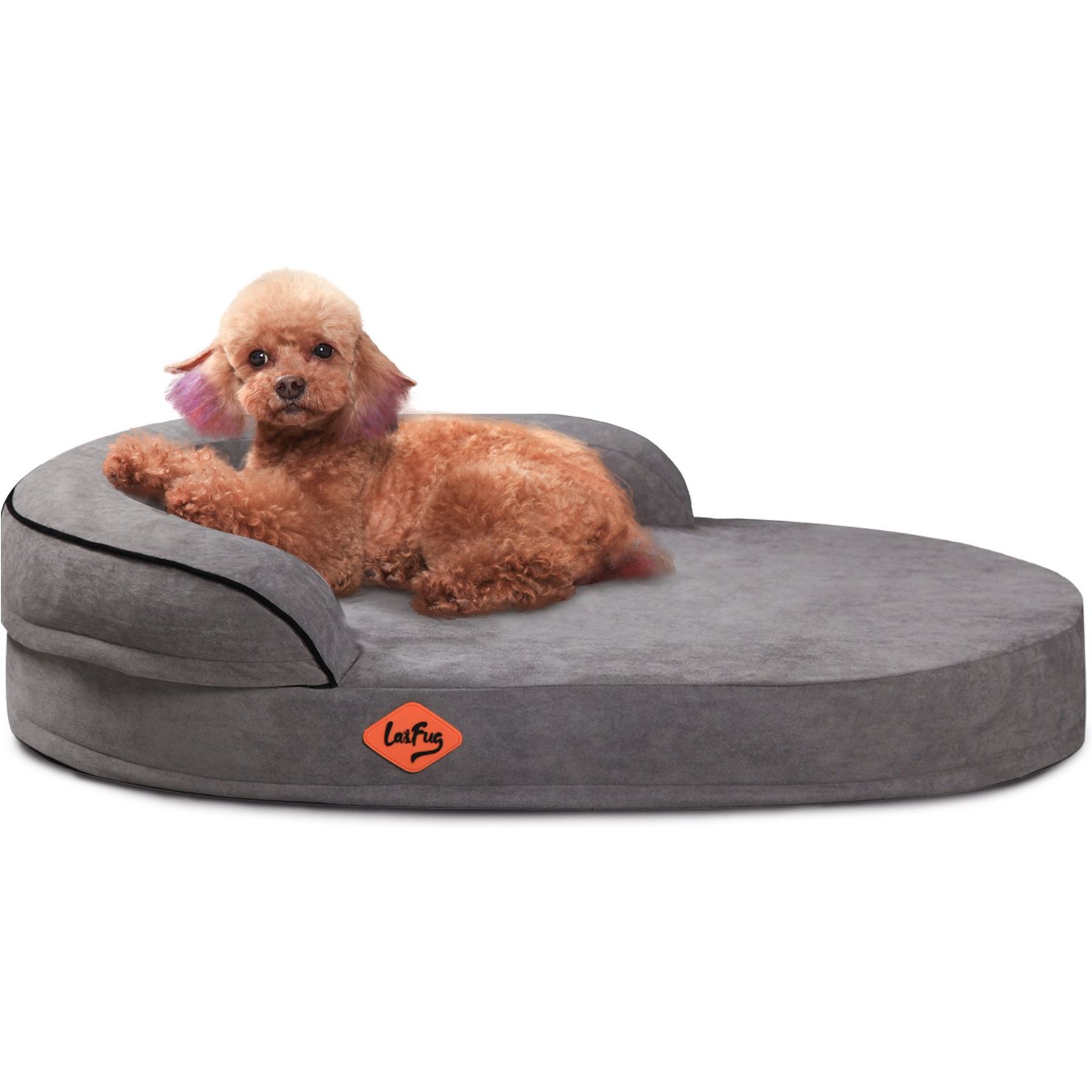 LaiFug Memory Foam Orthopedic Oval Dog Bed, Dark Gray, Small