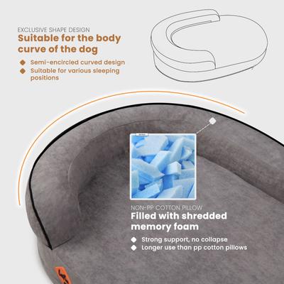 Show full view: LaiFug Memory Foam Orthopedic Oval Dog Bed, Dark Gray, Small slide 5 of 8
