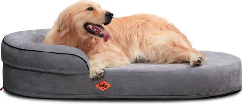 Show full view: LaiFug Memory Foam Orthopedic Oval Dog Bed, Dark Gray, X-Large slide 1 of 7