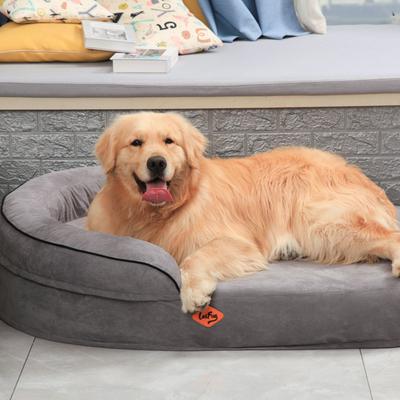 Show full view: LaiFug Memory Foam Orthopedic Oval Dog Bed, Dark Gray, X-Large slide 5 of 7