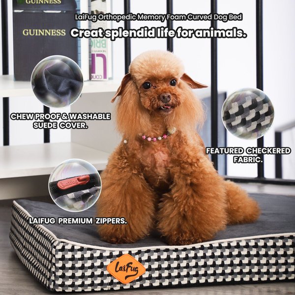 Show full view: LaiFug Orthopedic Dog Bed, Black & White, Small slide 6 of 6