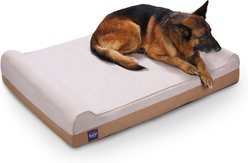 LaiFug Orthopedic Double Pillow Dog Bed with Removable Cover, Beige, Jumbo