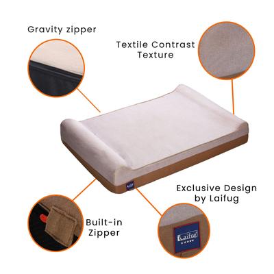 Show full view: LaiFug Orthopedic Double Pillow Dog Bed with Removable Cover, Beige, Jumbo slide 5 of 8