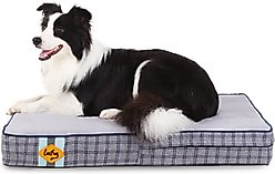 LaiFug Orthopedic Flat Dog Bed with Removable Cover, Grey Blue Plaid, Medium
