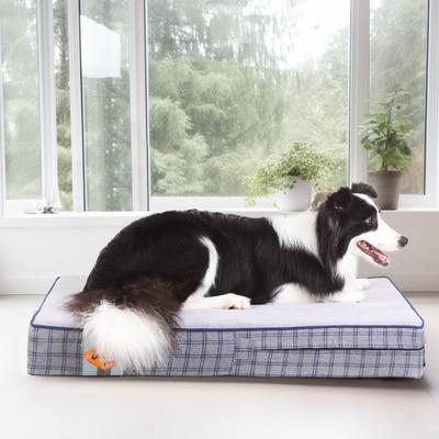 Show full view: LaiFug Orthopedic Flat Dog Bed with Removable Cover, Grey Blue Plaid, Medium slide 4 of 9