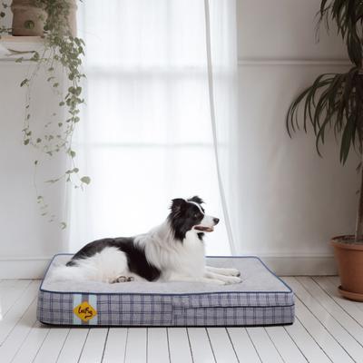 Show full view: LaiFug Orthopedic Flat Dog Bed with Removable Cover, Grey Blue Plaid, Medium slide 5 of 9
